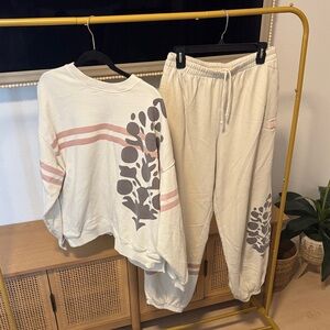 FP Movement by Free People Cream and Gray Women's Sweat Set